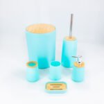 Set de Baño Diseño Madera Aguamarina x 6 piezas
