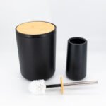 Set de baño Diseño  Madera Negro x 6 piezas