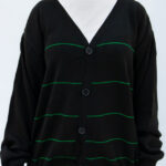 Cárdigan  Sweater con botones Unisex  Negro-Verde