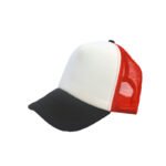 Gorro Trucker tricolor frente Blanco Negro-Rojo