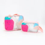 Set de Neceser Transparente con Diseño Frutilla 2 Tamaños