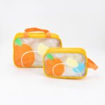 Set de Neceser Transparente con Diseño Naranja 2 Tamaños