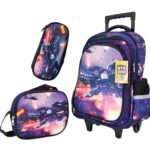 Mochila Carrito C/ Cartuchera y Lunchera Dragón