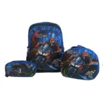 Set de Mochila Cartuchera Lunchera Moto Azul