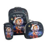 Set de Mochila Cartuchera y Lunchera Gatito Espacial