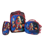 Set de Mochila Cartuchera y Lunchera Cohete