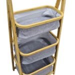 Organizador 3 Niveles Con Canastos De Tela Estructura Bambú