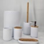 Set de baño con diseño Trash/Madera x 6 Piezas