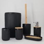 Set de baño con diseño Trash/Madera x 6 Piezas