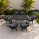 Juego De Jardin Comedor Mesa Aluminio 160×93 + 6 Sillas Soga