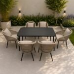 Juego De Jardin Comedor Mesa Aluminio 160×93 + 6 Sillas Soga