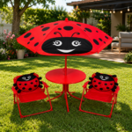 Mesa Infantil Vaquita Con Sombrilla Y 2 Sillas | Jardín Exterior