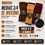 Medias 3/4 Afelpadas de Invierno Pack x 6 Uds.