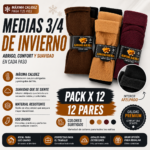 Medias 3/4 Afelpadas de Invierno Pack x 12 Uds..