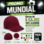 Gorros Gabardina 100% Algodón  6 gajos Todo cerrado atrás Promo Mundial
